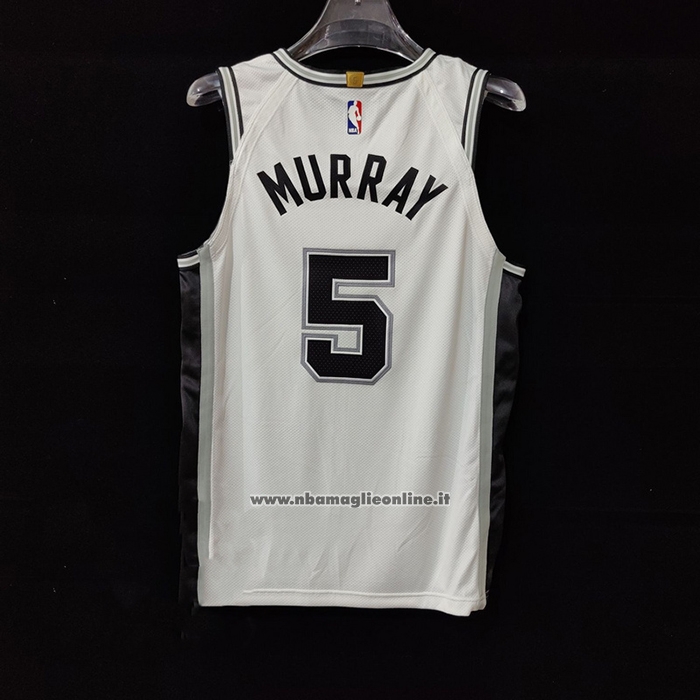 Maglia San Antonio Spurs Dejounte Murray #5 Association Autentico Bianco